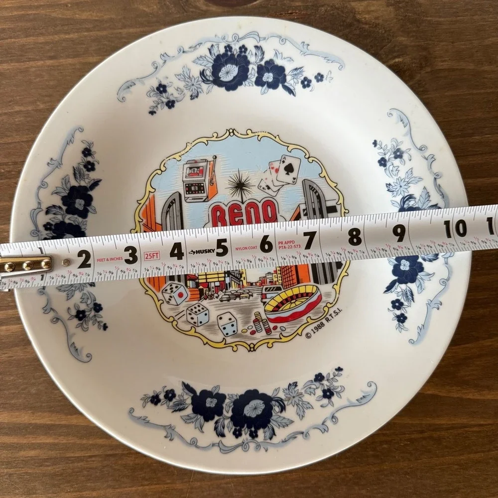 Vintage Reno Nevada Souvenir Decorative Plate Casino Dice Poker Retro Wall Plate